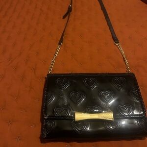 Black Betsey Johnson Heart Crossbody Bag